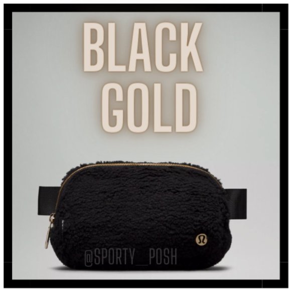 NWT 2021 Black/Gold Sherpa lululemon Fleece Everywhere Belt Bag EBB - Picture 1 of 10